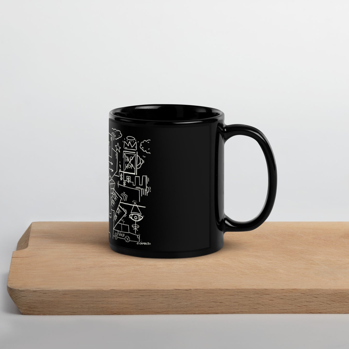 "Life and Fame" Black Glossy Mug