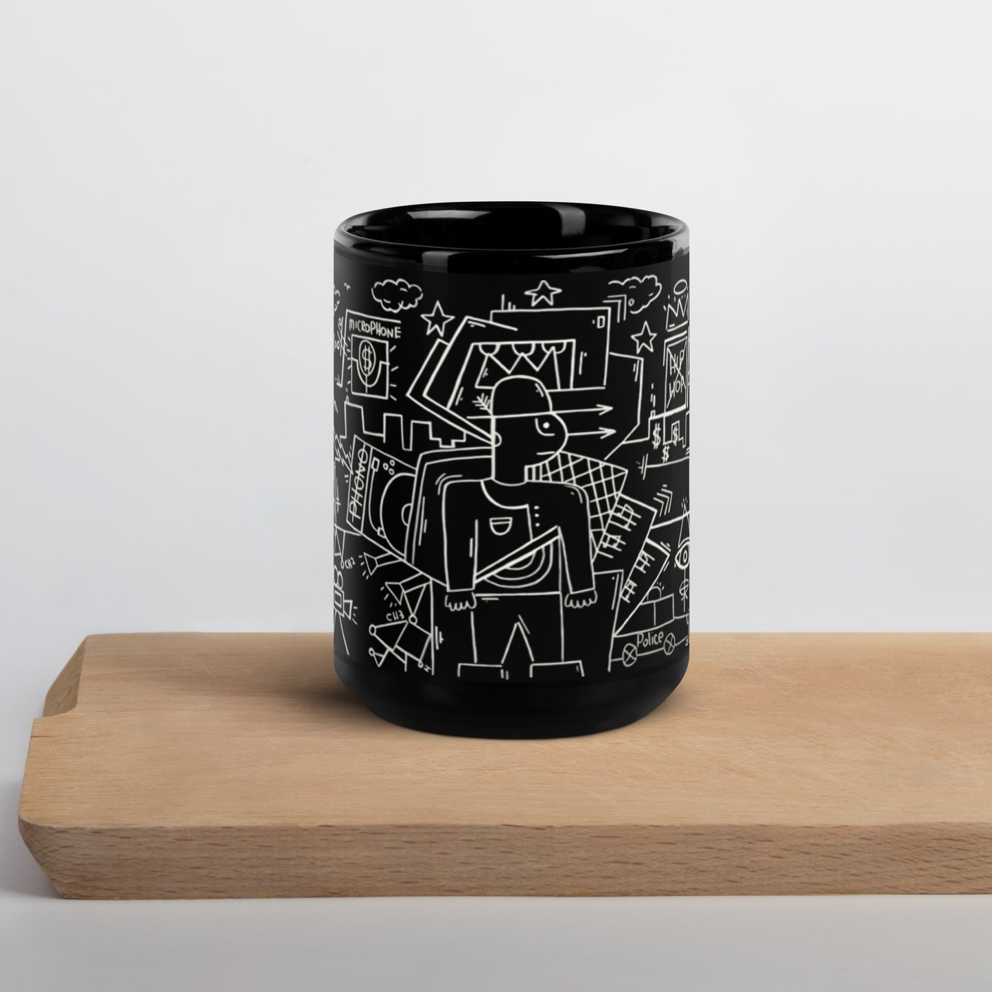 "Life and Fame" Black Glossy Mug