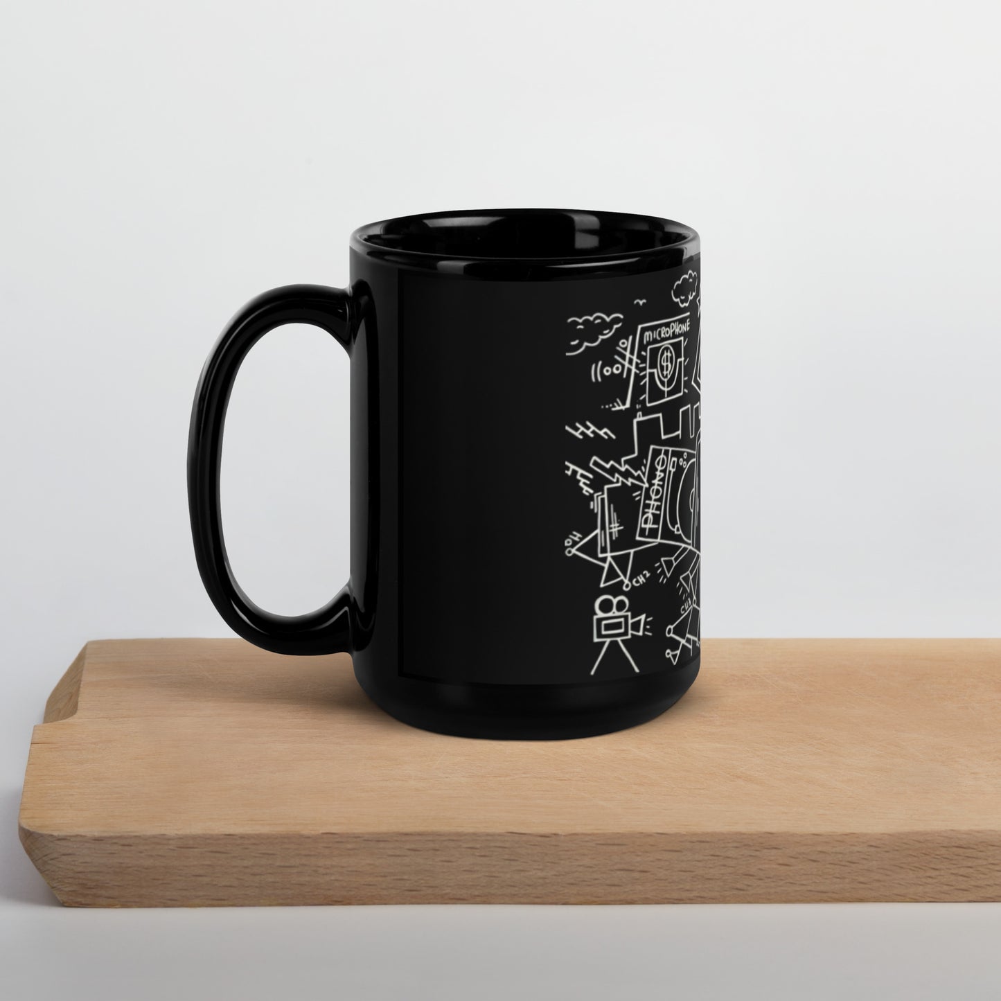 "Life and Fame" Black Glossy Mug